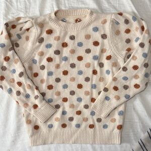Rebecca Taylor Polka Dot Sweater - Cream, Brown, Blue